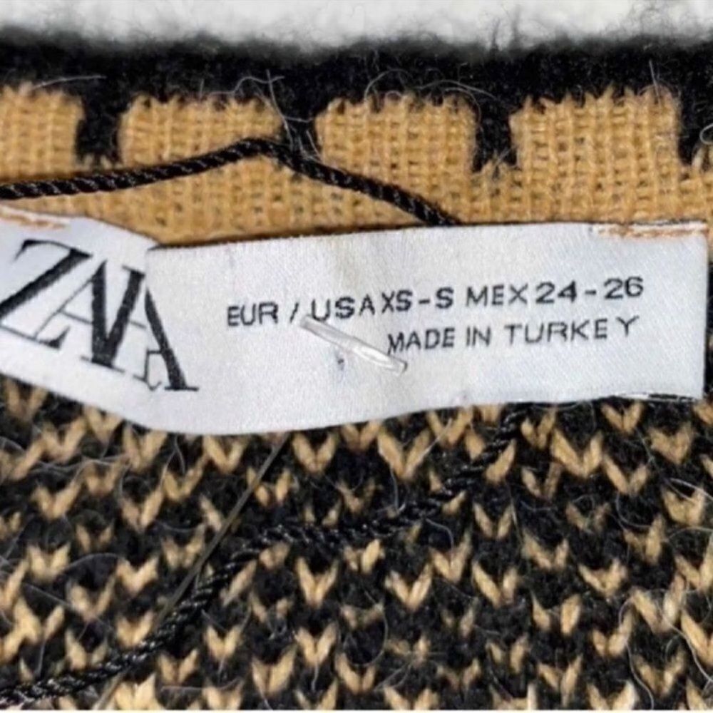 Zara Patchwork Brown/Yellow Wool Blend Oversized … - image 6